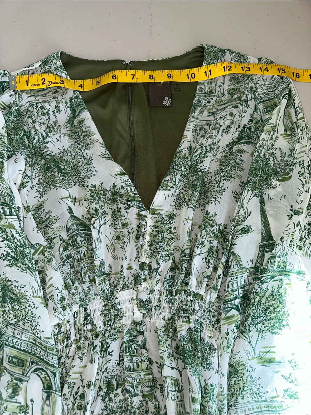 NWT Taylor Green Toile V-Neck Tiered Maxi Dress Size 10 - Picture 8 of 16
